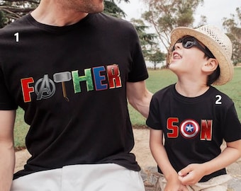 Avengers Dad And Son Shirt | Father And Son Shirts | Super Dad Son Shirt | Daddy And Me Shirt | Captain America | Fathor | Fathers Day Shirt