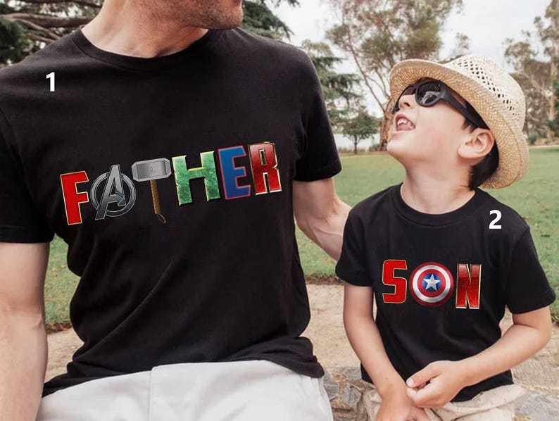 Avengers Dad And Son Shirt | Father And Son Shirts | Super Dad Son Shirt | Daddy And Me Shirt | Captain America | Fathor | Fathers Day Shirt image 1