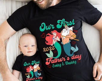 Little Mermaid Ariel Dad King Triton Shirt, Our First Father's Day Shirt, Dad Finding Nemo Shirt, Dad and Son Matching, Disneyland Dad Gift