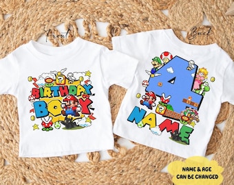 Comfort Colors® Custom Mario Birthday Boy Shirt, Personalized Mario Birthday Boy Toddler Tee, Super Mario Shirt, Epic Universe Shirt