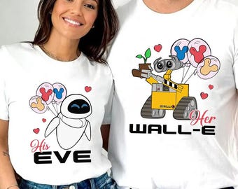 Wall-E Couple Matching Shirts, Wall-E and Eve Shirt, Disneyland Couple Shirt, Couple Matching Shirt, Honeymoon Shirt, Valentine 2025 Gift