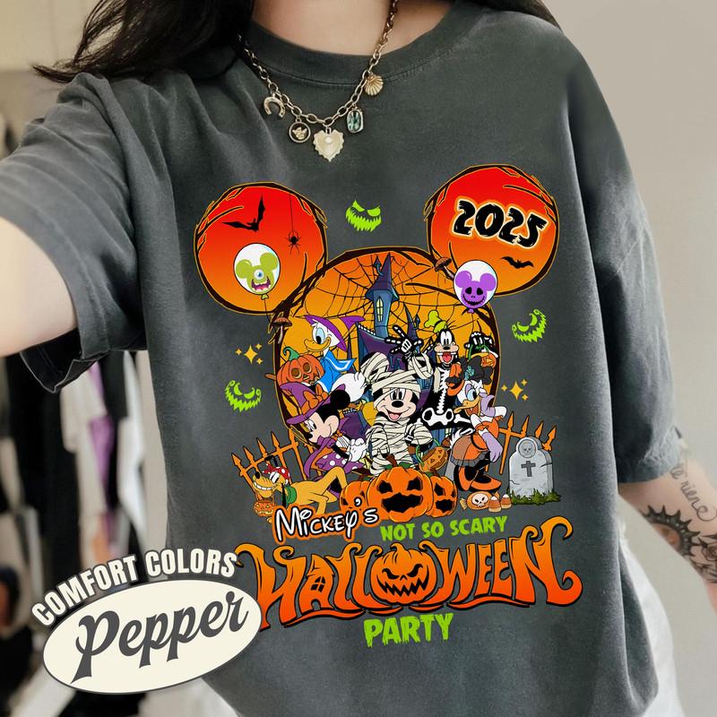 Comfort Colors® Mickey's Not So Scary Halloween Party Shirt, Mickey and Friends Halloween Family Shirt, Disneyland Halloween Trip 2025 Shirt