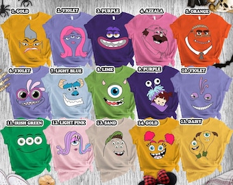Disneyland Characters Family Costume Shirt, Monsters Incs Family Halloween Costume Shirt, Monsters University, Mike Wazowski Boo Sully Shirt