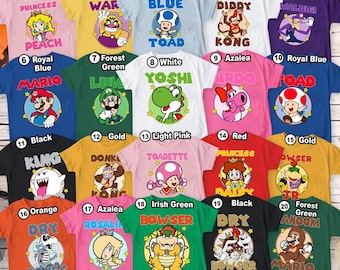 Family Super Mario Costume Matching Shirt, Halloween Super Mario Family Shirt, Mario Group Costume Bros Luigi Yoshi Peach Bowser Toad Shirt