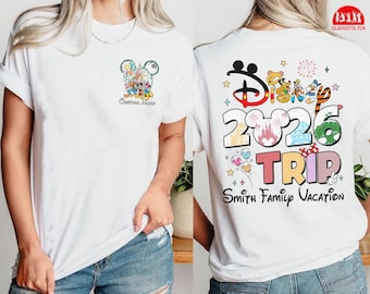 Custom Disneyland Family Trip 2026 Comfort Colors Shirts, Mickey And Friends Family Vacation Shirt, Disneyland Castles, Disneyland Vacation