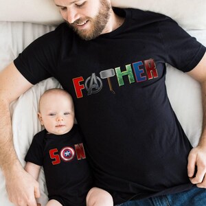 Avengers Dad And Son Shirt | Father And Son Shirts | Super Dad Son Shirt | Daddy And Me Shirt | Captain America | Fathor | Fathers Day Shirt image 2