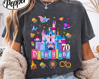 Comfort Colors® Disneyland 70th Anniversary Shirt, Disneyland Castle Shirt, Retro Park Icons Graphic, Disneyland Family Trip Matching Shirt