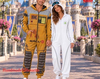 Wall-E and Eve Costume Pajamas Jumpsuit, Couple Halloween Cosplay Outfit, Family Cosplay Matching, Halloween Cosplay Costume Outfit