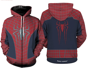 Spider Man 3D Full Over Print Hoodie, Spiderman Suit Cosplay Sweatshirt, Halloween Costume, Superhero Cosplay, Spiderman Sweatshirt Hoodie