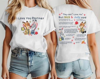 Zootopia I Love You Partner Shirt, Disneyland Zootopia 2 Couple Shirt, Nick And Judy Couple Tee, Funny Valentine Couple Matching Trip Tee
