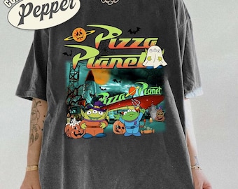 Comfort Colors® Vintage Aliens Toy Story Pizza Planet Halloween Shirt, Toy Story Halloween Shirt, Disneyland Spooky Season, Halloween Party
