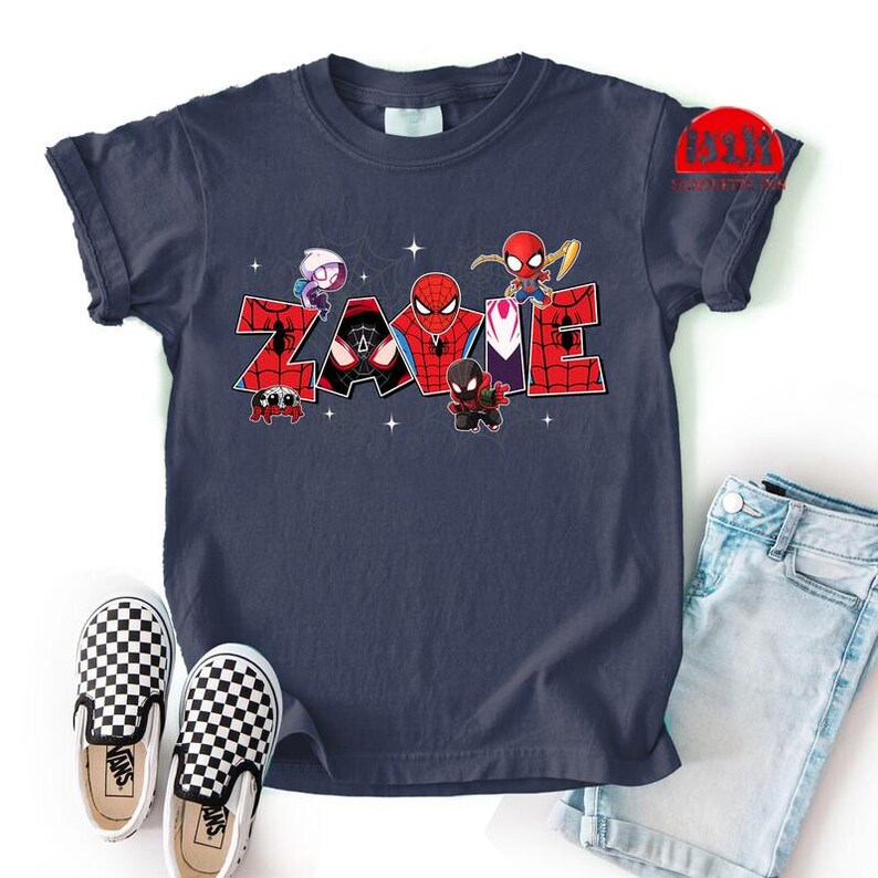Custom Name Spidey & His Amazing Friends Birthday Shirt, Birthday Family Matching Tee, Ghost Spider Birthday, Superhero Birthday Shirt image 2