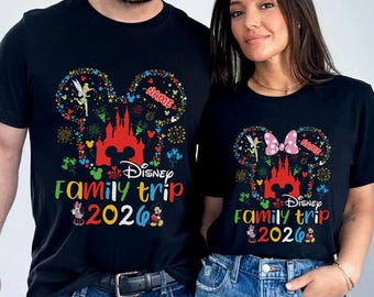Personalized Disneyland Family Trip 2026 Comfort Colors Shirt, Mickey And Minnie Magical Castle Shirt, Walt Disneyworld, Disneyland Vacation