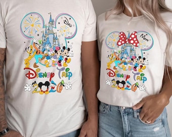 Custom Disneytrip 2026 Comfort Colors Shirts, Mickey And Friends Magical Castle Shirts, Disneyland Vacation, Disneyland Family Trip 2026