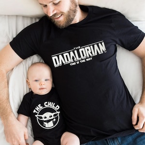 Camiseta Dadalorian y su hijo, Papá Star Wars, Primer Día del Padre, Camisetas a juego para papá y bebé, Camiseta a juego para padre e hijo, Regalo del Día del Padre