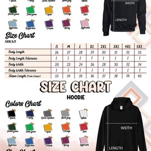 the size chart for a sweatshirt with measurements