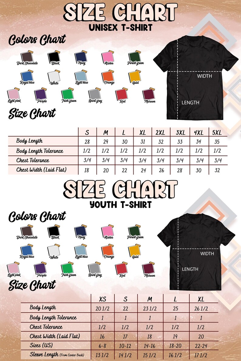 the size chart of a t - shirt for men and women