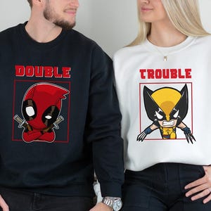 Deadpool and Wolverine Double Trouble Shirt, Deadpool 3 Movie Shirt, Deadpool & Wolverine Shirt, Deadpool and Wolverine Tee, Couple Shirts image 2
