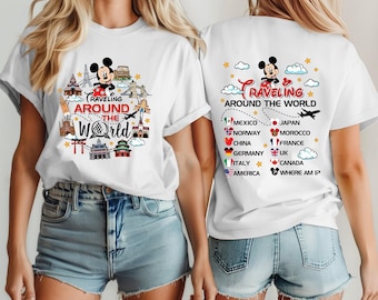 Vintage Mickey Disneyland Epcot Traveling Around The World Shirt, Disneyland Epcot Shirt, WDW Disneyland Family Vacation 2025, Family Trip