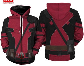 Deadpool Full Over Print Costume Shirt, Deadpool & Wolverine Cosplay Shirt, Xmen Superhero Sweatshirt Hoodie, Halloween Costume Shirt