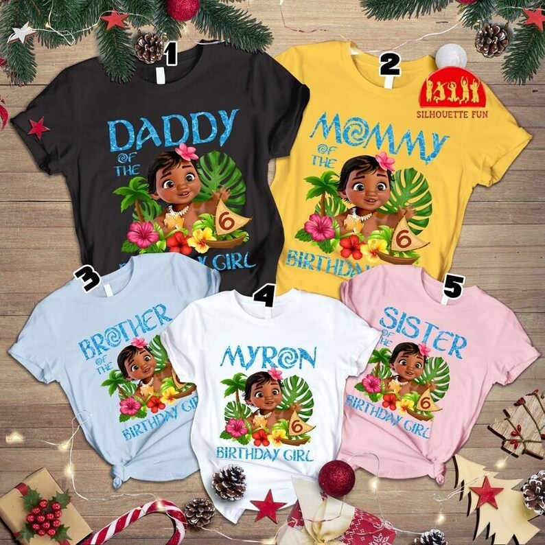 Disneyland Moana Birthday Family Shirts, Custom Birthday Princess Moana Tees, Disneyland Birthday Girl Sweatshirt, Family Birthday Shirt image 2