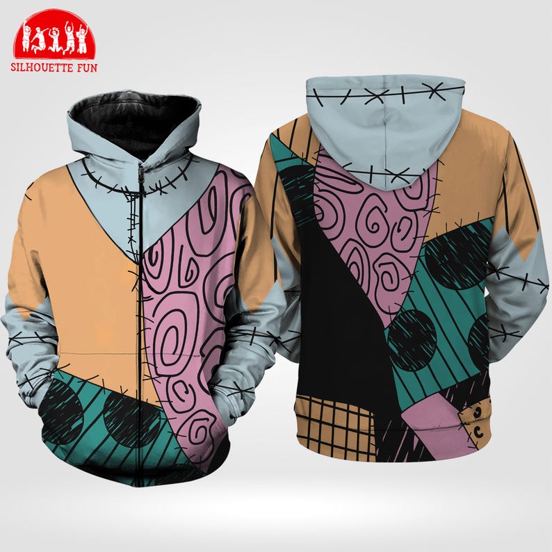 a colorful hoodie with a unique, abstract pattern.