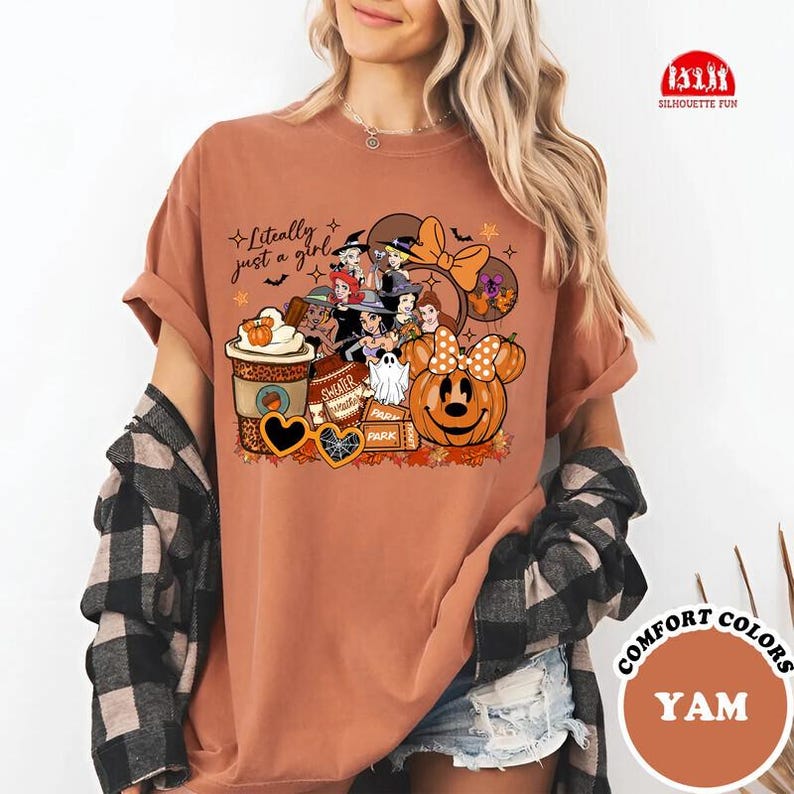 Disneyland Princess Literally Just A Girl Halloween Shirt, Snow White Ariel Jasmine Spooky Sweatshirt, Disneyland Halloween 2026 Trip shirt immagine 3