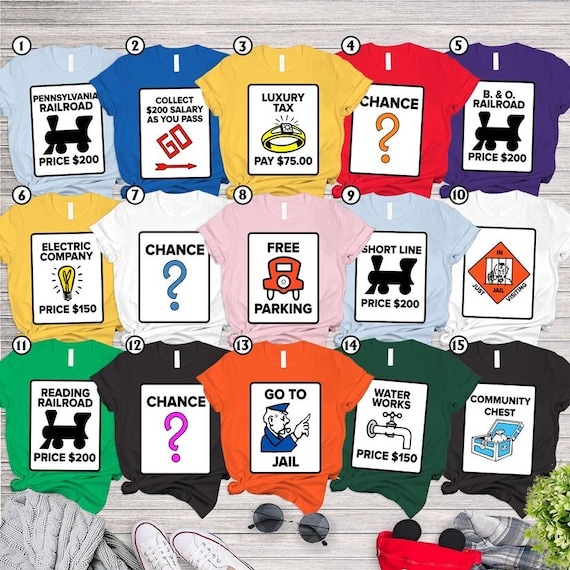 Group Family Matching Halloween Costume Shirts, Monopoly Game Halloween Costume Shirts, Family Halloween Costumes, Monopoly Game Party Shirt