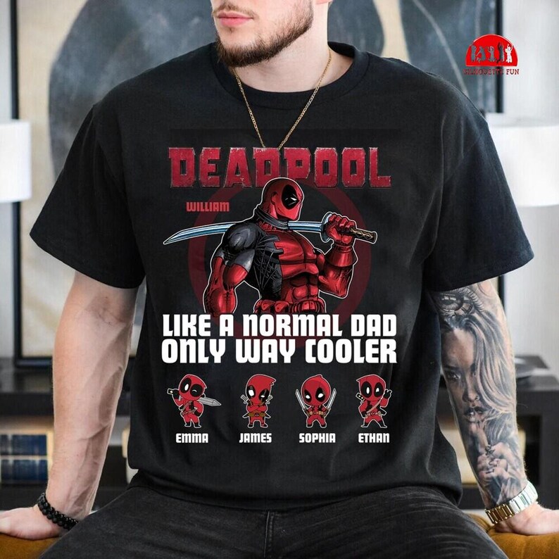 Custom Deadpool Dad Father's Day Shirt, Personalized Dadpool Shirt, Deadpool Movie Shirt, Fathers Day Gift, Superhero Dad Birthday Tee image 2