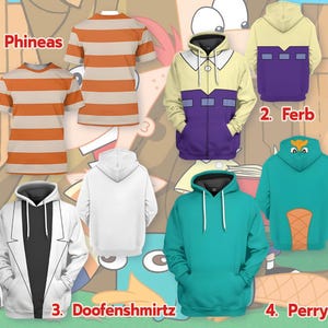 Phineas Ferb Perry Doofenshmirtz 3D Full Over Print Hoodie, Phineas And Ferb Cosplay Shirt, Disneyland Halloween Costume All Over Print Tee