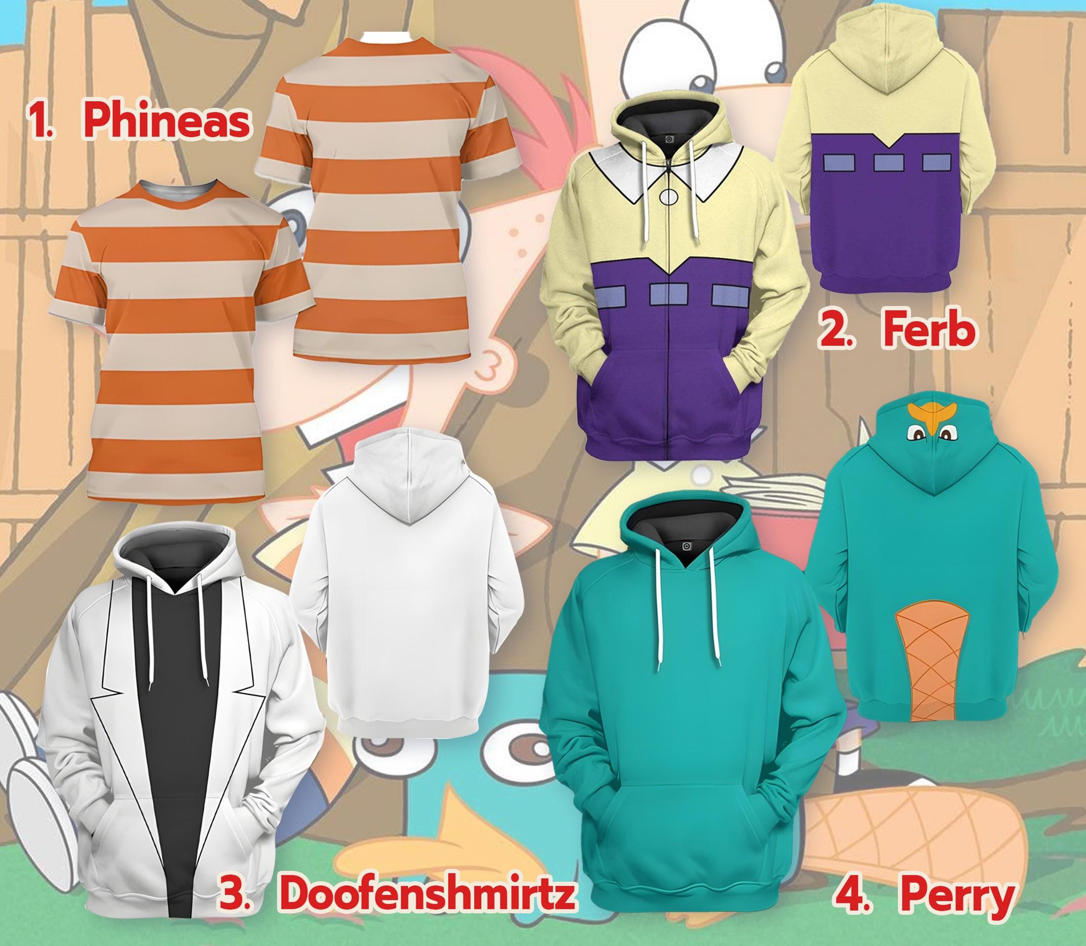 Phineas Ferb Perry Doofenshmirtz 3D Full Over Print Hoodie