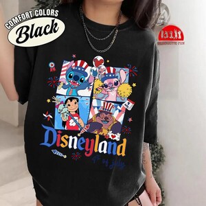 Disneyland Balloons Lilo and Stitch 4th of July Shirt, Lilo and Stitch 4th of July Independence Day Gift, America USA Summer Tshirts immagine 3