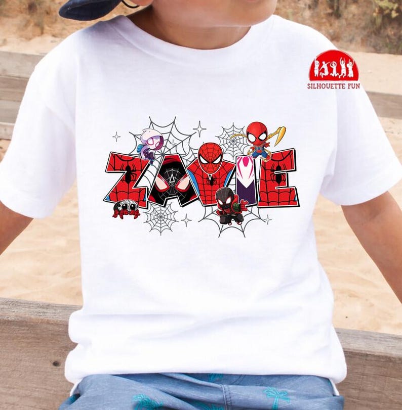 Custom Name Spidey & His Amazing Friends Birthday Shirt, Birthday Family Matching Tee, Ghost Spider Birthday, Superhero Birthday Shirt image 3