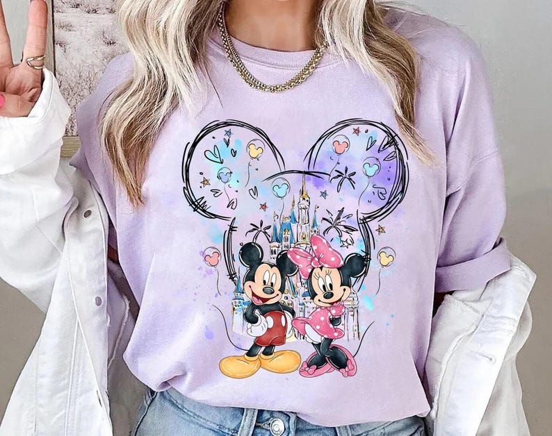 Mickey Minnie Happiest Place On Earth Shirt, Disneyland Castle Shirt, Disneyland Couple Shirt, Magical Castle Shirt, WDW Family Trip Shirt image 1