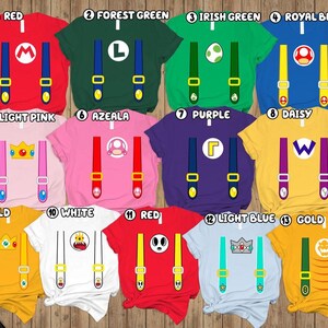 Mario Family Matching Costume Shirts, Yoshi Princess Peach Bowser Luigi Shirt, Princess Costume, Super Mario Family Halloween Costume Shirts image 3