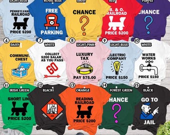 Monopoly Game Halloween Costume Shirts, Monopoly Game Cards Cosplay, Monopoly Game Costumes Group Shirts, Family Monopoly Game Birthday Tees