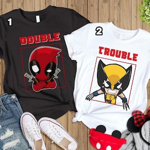 Deadpool and Wolverine Double Trouble Shirt, Deadpool 3 Movie Shirt, Deadpool & Wolverine Shirt, Deadpool and Wolverine Tee, Couple Shirts