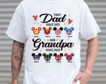 Personalized Superhero Grandpa Shirt, First Dad Now Grandpa Shirt, Fathers Day Gift, Avengers Dad Shirt, Avengers Superhero Gift For Grandpa