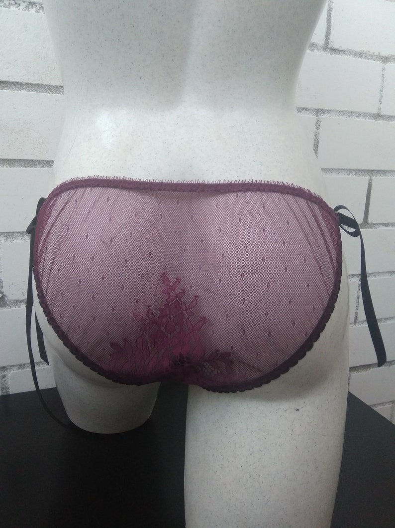 See-thru panties on ribbons Sheer nylon panties Tie-side period panties Designer bikini Cute panties Submissive lingerie