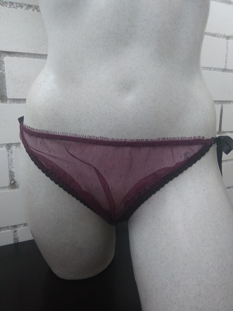 See-thru panties on ribbons Sheer nylon panties Tie-side period panties Designer bikini Cute panties Submissive lingerie