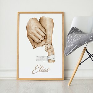 Geburtsposter - Geschenk zur Geburt, Personalisiert Bild, Baby Print, Wandbild, Geschenkidee