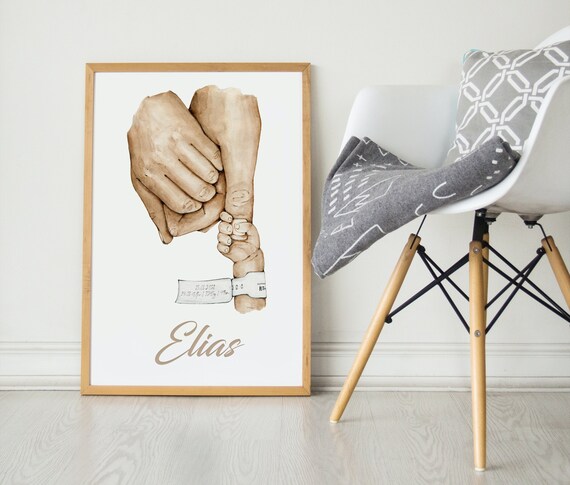 Geburtsposter personalisiert  **Digital** Baby Poster, Geschenk zur Geburt, Babyzimmer Deko, Taufgeschenk, Geburtsgeschenk