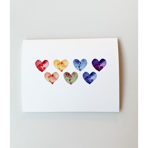 Rainbow Hearts Notecards (pack of 5) and prints, love conquers all, pride, coming out, pride month