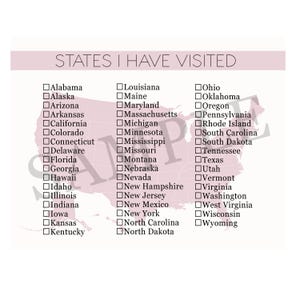 Registro dei viaggi negli Stati Uniti, lista degli stati visitati, mappa degli Stati Uniti, diario di viaggio con la lista dei desideri (download digitale) Wanderlust