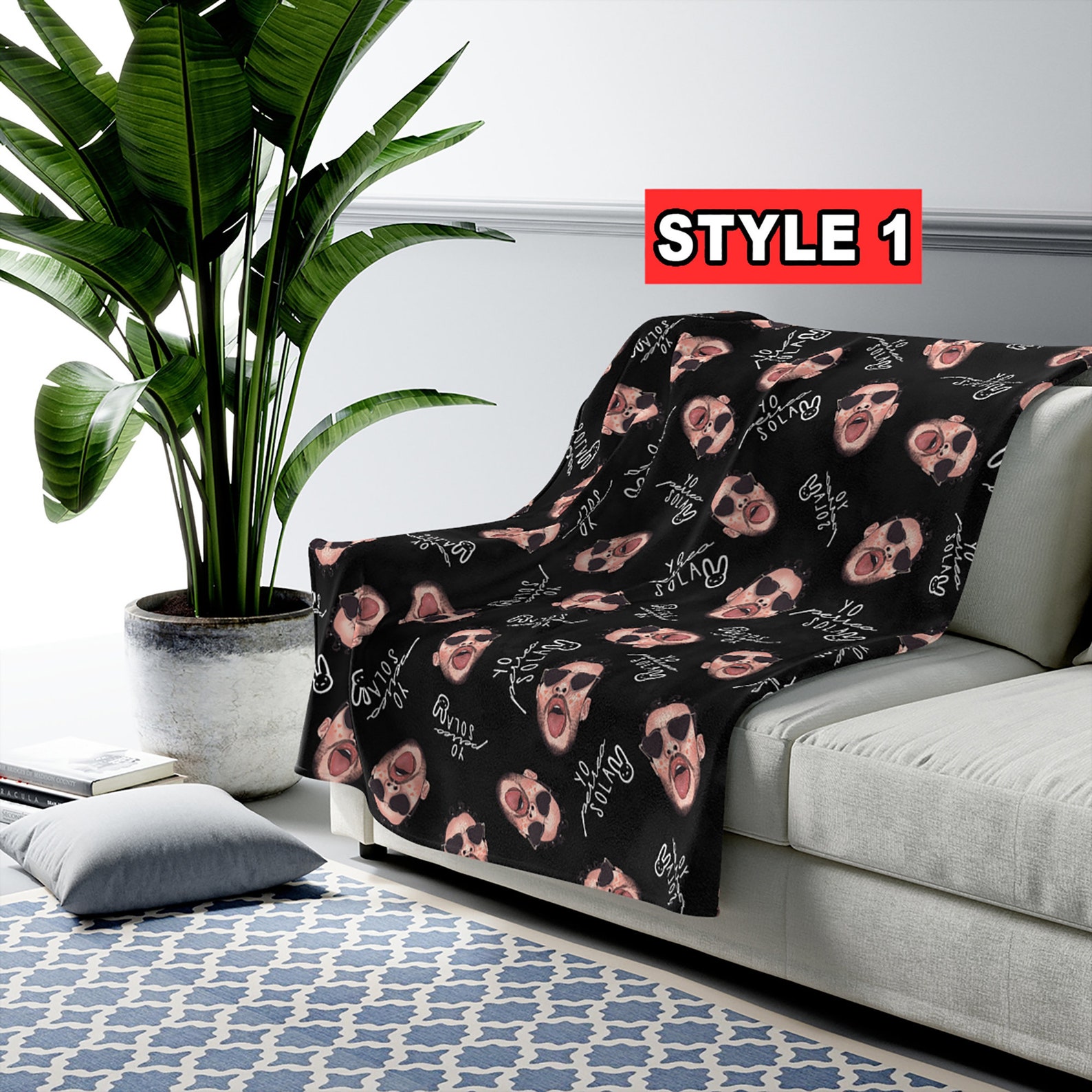 Personalized Bad Bunny Blanket Bad Bunny Blanket Birthday Etsy