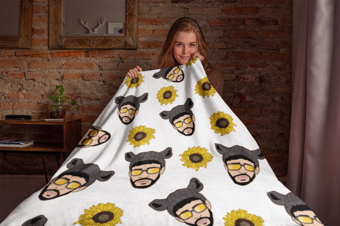 Personalized Bad Bunny Blanket Bad Bunny Blanket Birthday Etsy
