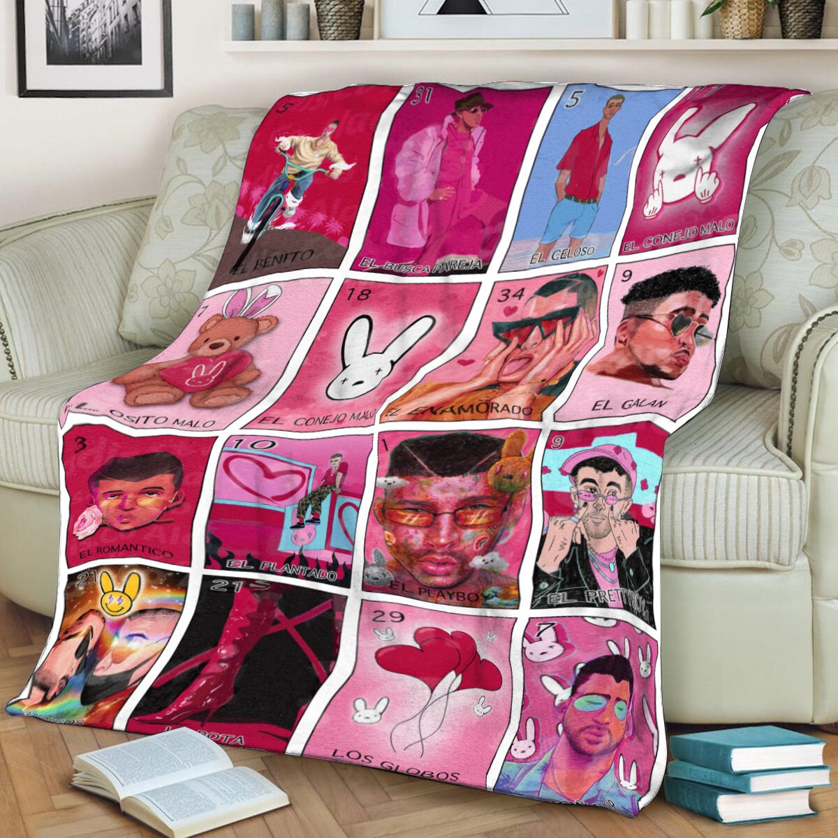 Bad Bunny Blanket Birthday Gifts Bad Bunny Birthday Blanket Etsy