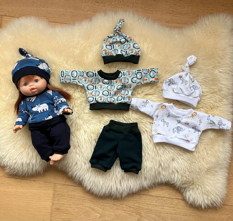 Lot de 8 vêtements pour Paola Reina Gordi Minikane vêtements pour poupée pour 34 cm 13-14 pouces 8 pièces Lion and bear