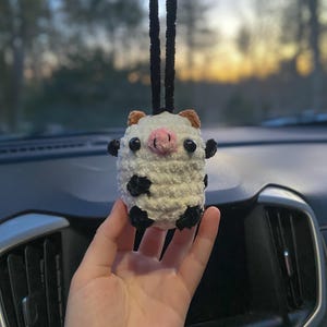 Mabel the little cow plushie // crochet car hanging ornament // cute crochet cow