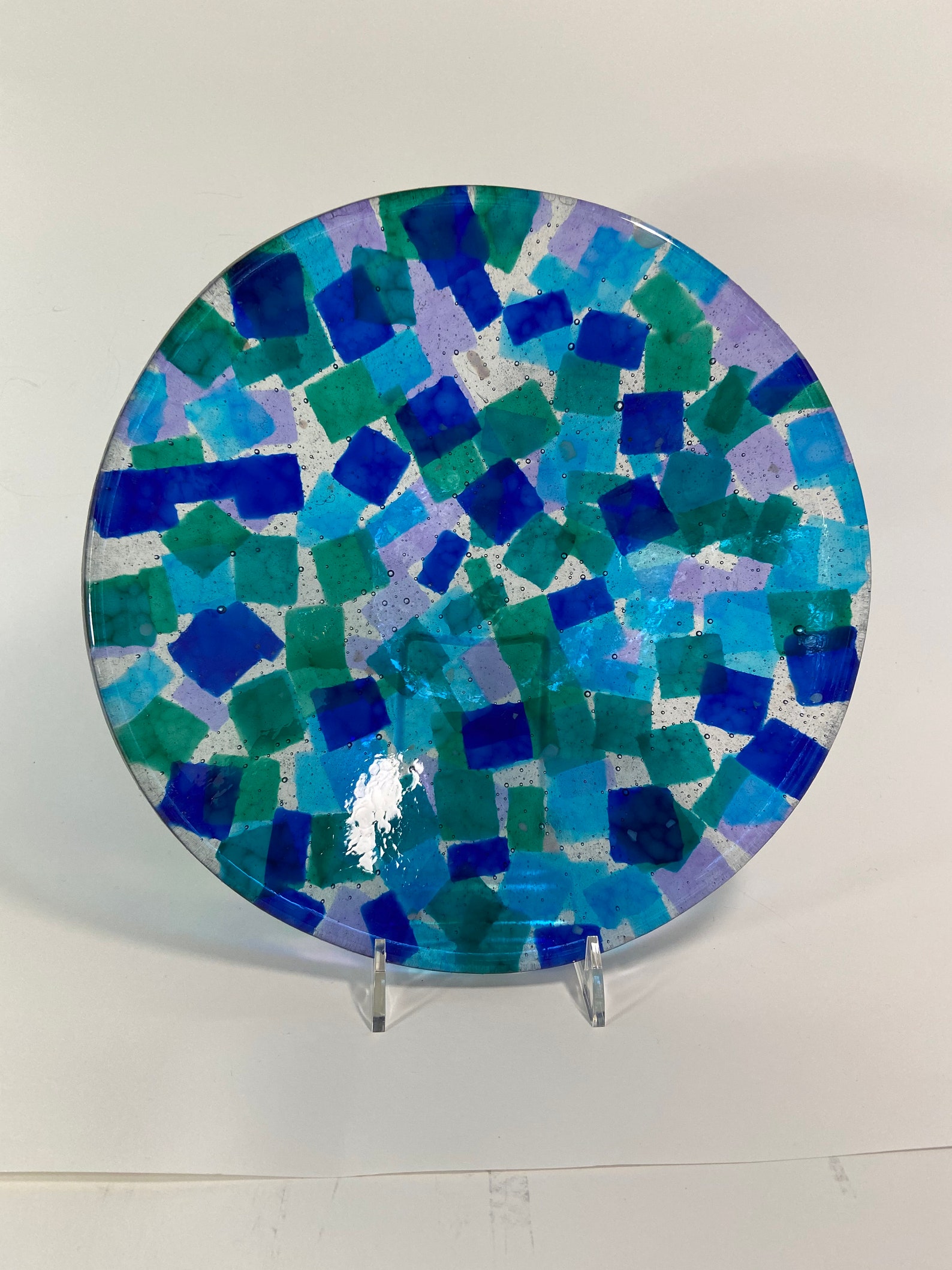 Blue Fused Glass Confetti Bowl Etsy